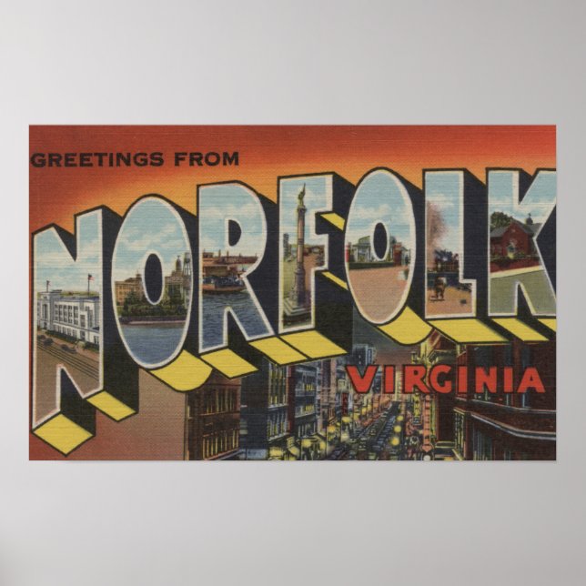 Poster Norfolk, Virginie - Scènes de grandes lettres (Devant)