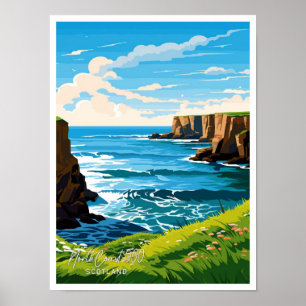 Poster North Coast 500 Scotland Travel Illustration
