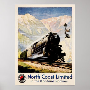 Poster North Coast Limited Train Railway Annonce de voyag