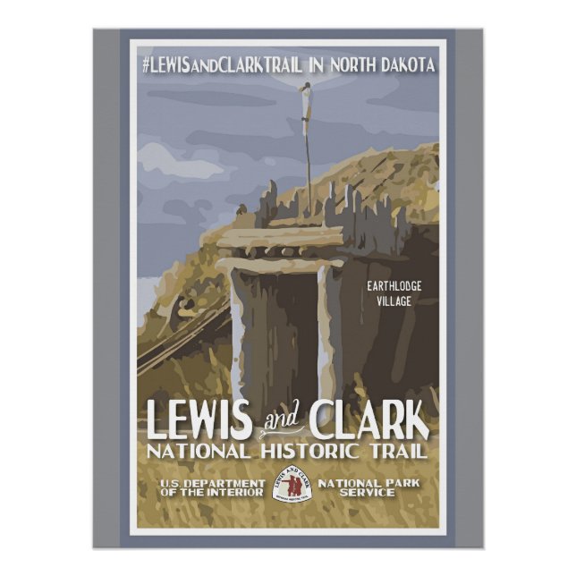 Poster North Dakota, Lewis et Clark Trail, (Devant)