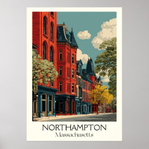 Poster Northampton Massachusetts Vintage Fall Street Art