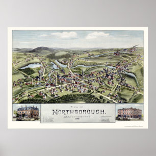 Poster Northborough, carte panoramique de mA - 1887