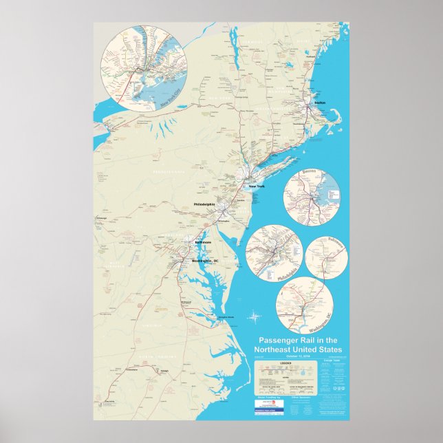 Poster Northeast Rail Map version 2.0 - 12 octobre 2014 (Devant)