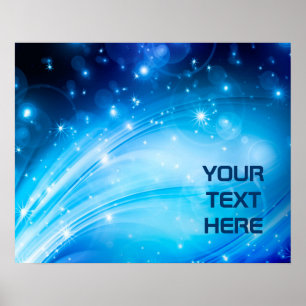 Poster Northern Light Stars blue + votre texte et vos idé