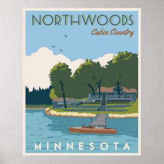 Poster Northwoods Pays Cabine