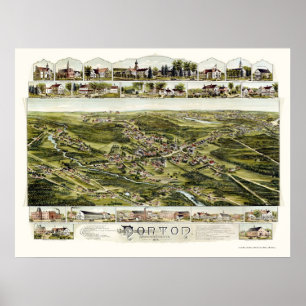 Poster Norton, MA Carte panoramique - 1891