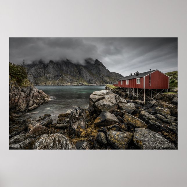 Poster Norvège Cabine des îles Lofoten (Devant)