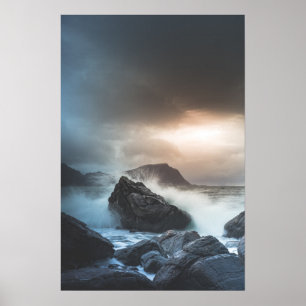 Poster Norvège - Photo du paysage marin