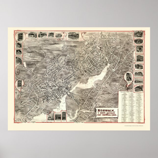 Poster Norwalk, CT Panoramic Map - 1899 (Devant)