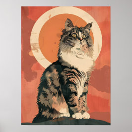 Poster Norwegian Forest Cat Art Moderne