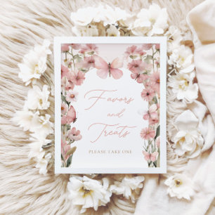 Poster Nos petites filles papillon rose Faveurs et les cu