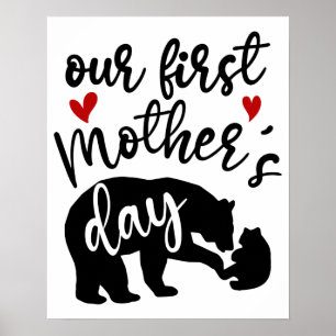 Poster Nos premiers Coeurs de la Fête des mères Mama Bear