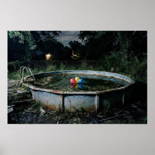 Poster Nostalgie Sinière Piscine Abandonnée & Ballons