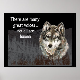 Poster Not all Voices Human Inspirational Wolf Quote