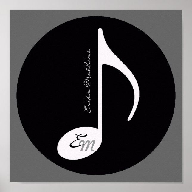 Poster note de musique personnalisée idée noire (Devant)
