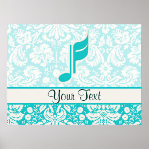 Poster Note de musique turquoise