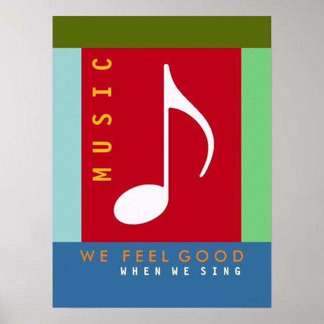 Poster note musicale, chanter une chanson, musique coloré (Devant)