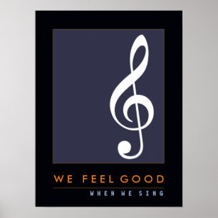 Poster note musicale de la clef treize, chant, musique in
