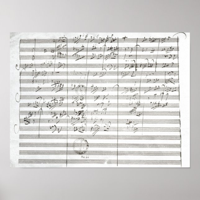 Poster Note pour le 3ème Mouvement de la 5ème Symphonie (Devant)