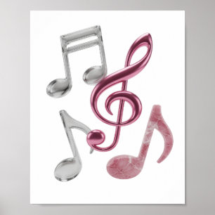 Poster Notes de MUSIQUE argentées Chic Design Gras