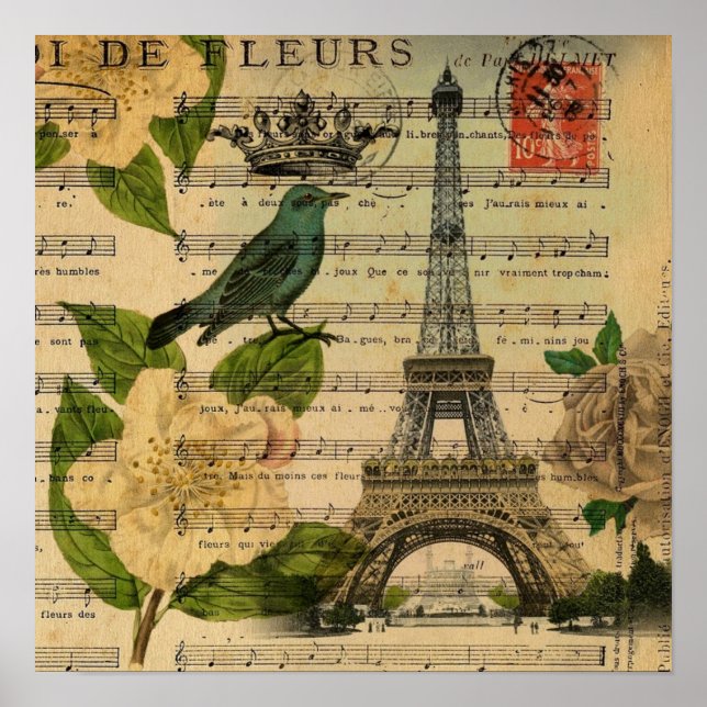 Poster notes de musique camellia français paris eiffel to (Devant)