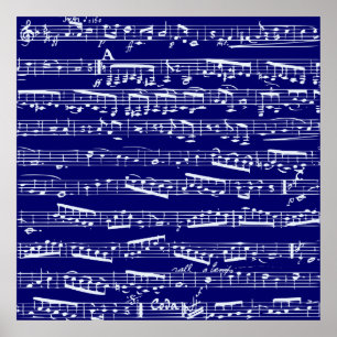 Poster Notes de musique de bleu marine