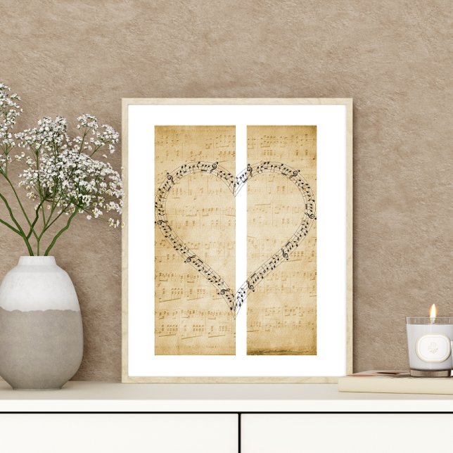 Poster Notes de musique en forme de coeur sur la musique  (Créateur téléchargé)