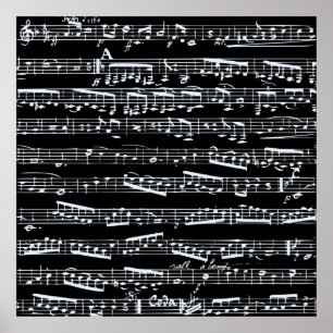 Poster Notes de musique en noir et blanc