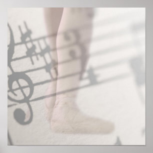 Poster notes musicales de chaussures de ballet