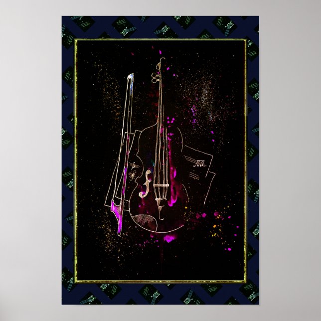 Poster Notes musicales et contrebasse (Devant)