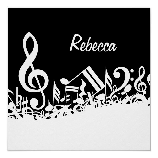 Poster Notes musicales personnalisées blanches mélangées  (Devant)