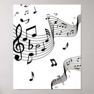 Poster Notes musicales sur le blanc