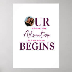 Poster notre aventure commence photo circulaire couple ma