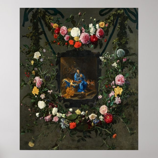 Poster Notre Dame aux fleurs Art sacré (Devant)