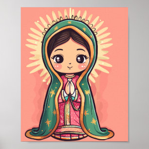 Poster notre dame de guadalupe joli style kawaii