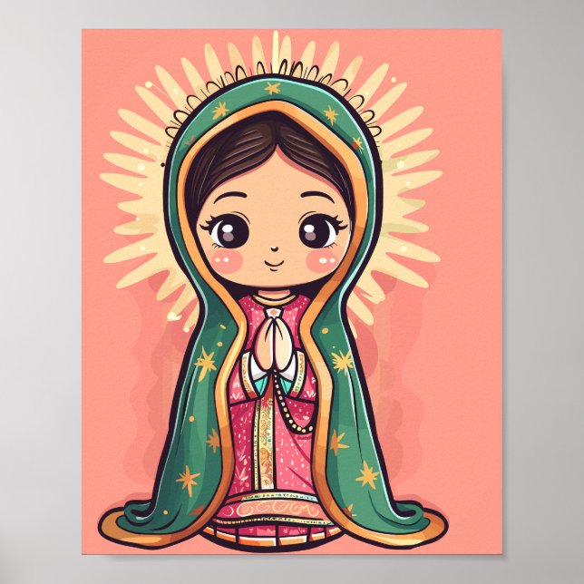 Poster notre dame de guadalupe joli style kawaii (Devant)