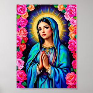 Poster Notre-Dame de Guadalupe priant Vierge Marie Vibran
