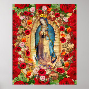 Poster Notre-Dame de Guadalupe Roses rouges