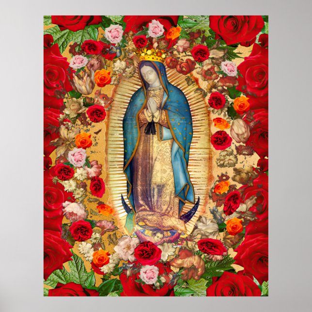 Poster Notre-Dame de Guadalupe Roses rouges (Devant)