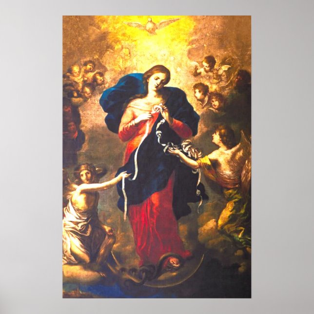 Poster Notre Dame Dieu des Noeuds Vierge Marie Anges (Devant)