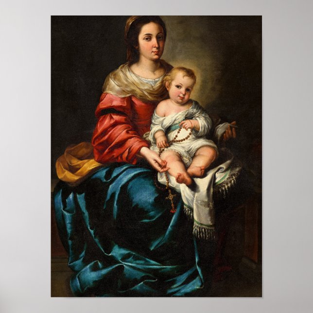 Poster Notre-Dame du Rosaire par Bartolome Murillo (Devant)