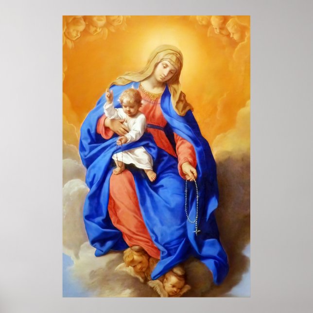 Poster Notre Dame du Rosaire Vierge Marie Mattes (Devant)