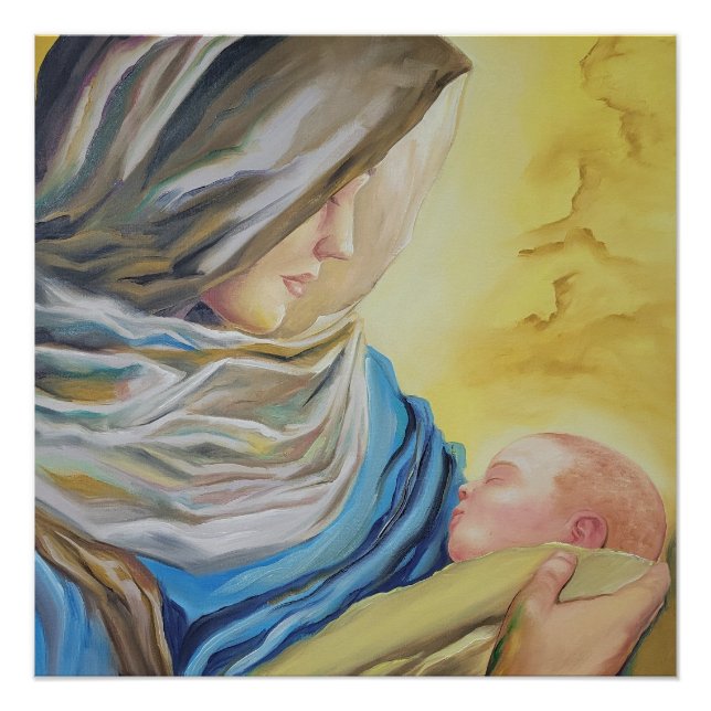 Poster Notre Dame du Silence tenant le bébé Jésus (Devant)
