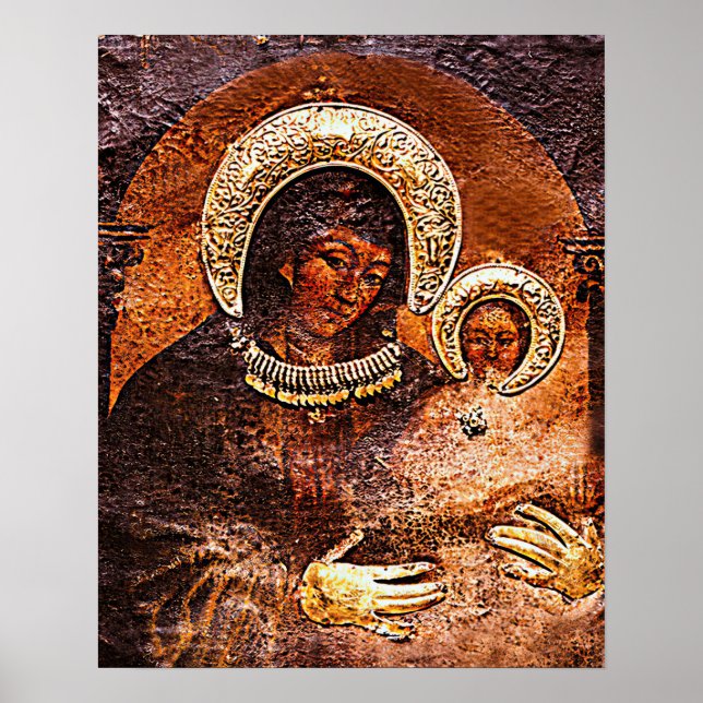 Poster Notre Dame Vierge Marie et Jésus Peint par saint L (Devant)