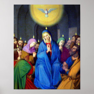 Poster Notre Dame Vierge Marie Pentecôte Saint-Esp