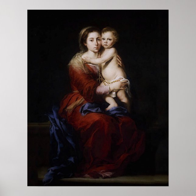 Poster Notre Dame Vierge Marie Vierge Maria Rosario Poste (Devant)