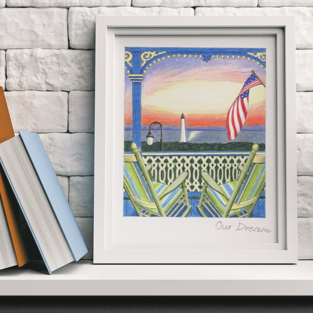 Poster Notre Dream Beach House Porch Lighthouse (Créateur téléchargé)