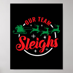 Poster Notre équipe dort Noël Famille Pyjama Noël Noël Ho