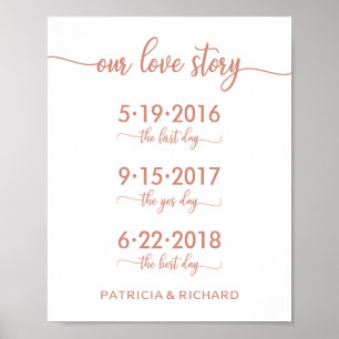 Poster Notre histoire d'amour Dates spéciales Rose Gold S