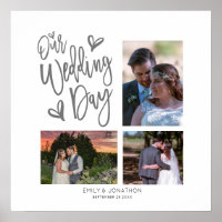 Notre Jour de Mariage Collage de Photos avec Texte